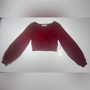 Almost Famous Burgundy Wrap Blouse 🍷